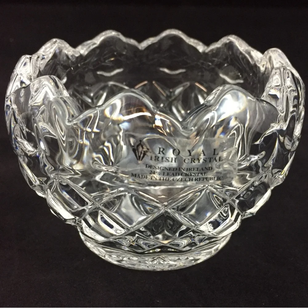 Royal Irish Lead Crystal Candle Holder or Candy Dish Designed Ireland Made Czech